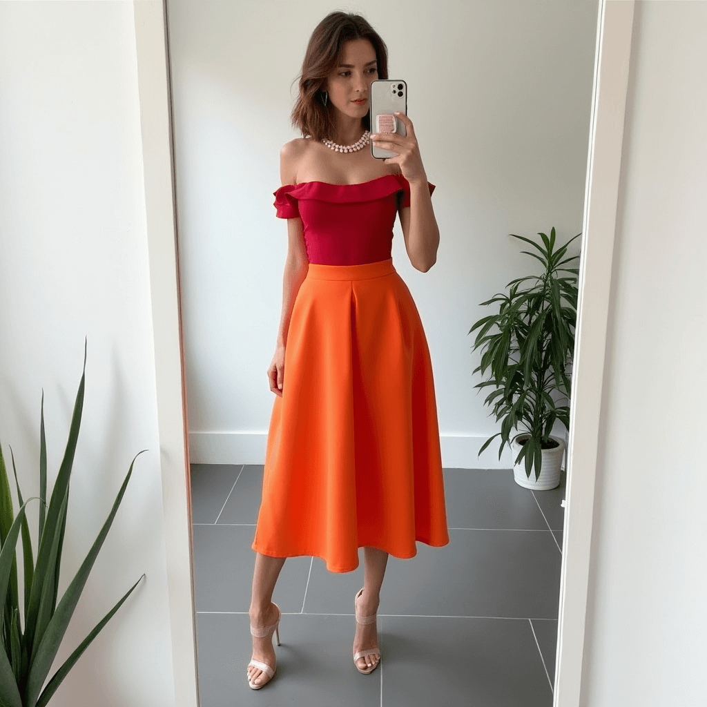 Glutschein Off-Shoulder Kleid